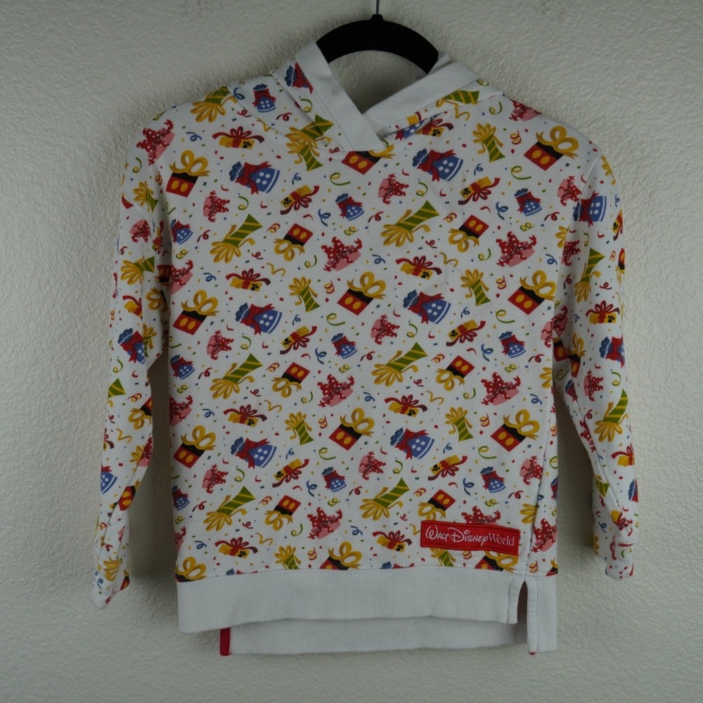 Disney Parks Kids Hoodie Let's Celebrate Mickey Mouse All Over Print Size S